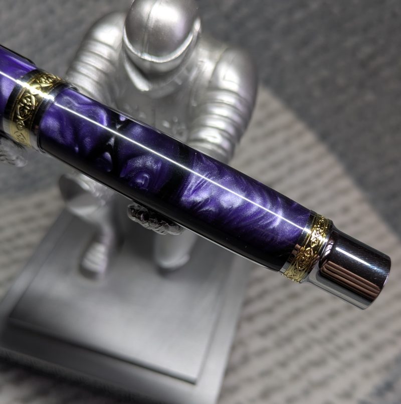 Hand turned Empress style rollerball pen in shimmering purple acrylic