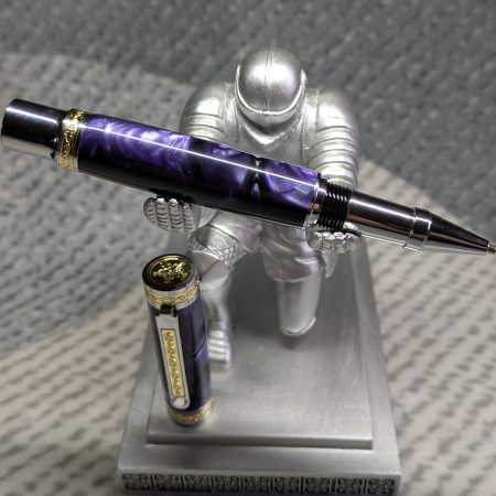 Hand turned Empress style rollerball pen in shimmering purple acrylic