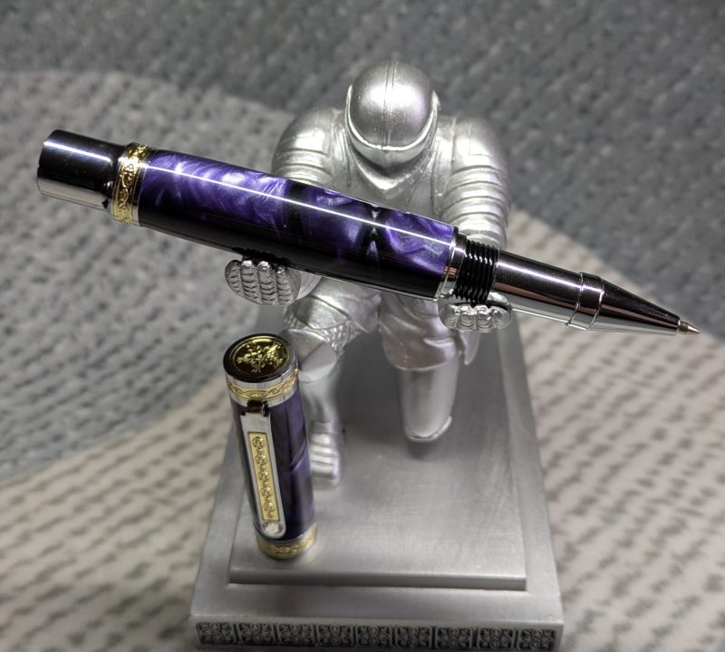 Hand turned Empress style rollerball pen in shimmering purple acrylic