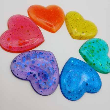 Set of Six Decorative Rainbow Hearts Larger size
