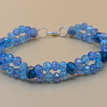 Azure Tide: Handcrafted Double-Strand Crystal Bracelet