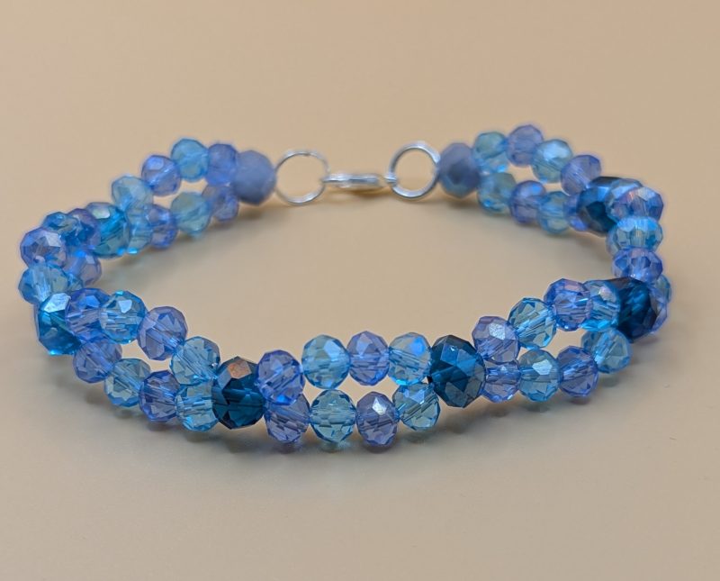 Azure Tide: Handcrafted Double-Strand Crystal Bracelet