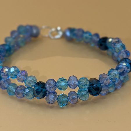 Azure Tide: Handcrafted Double-Strand Crystal Bracelet