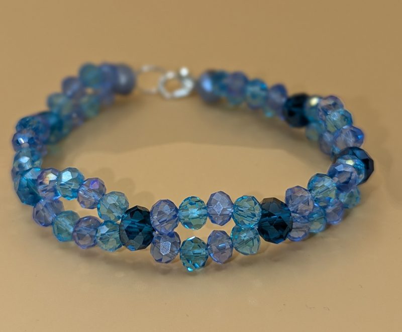 Azure Tide: Handcrafted Double-Strand Crystal Bracelet