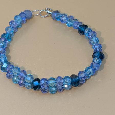 Azure Tide: Handcrafted Double-Strand Crystal Bracelet