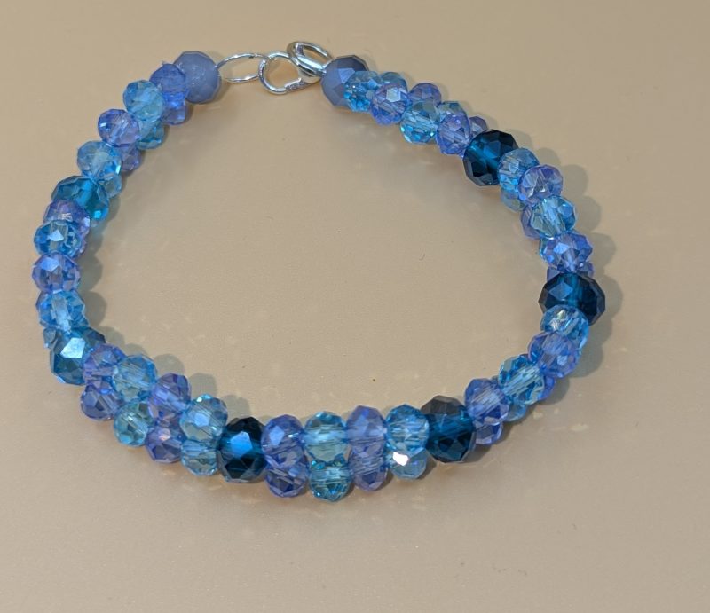 Azure Tide: Handcrafted Double-Strand Crystal Bracelet