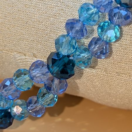 Azure Tide: Handcrafted Double-Strand Crystal Bracelet