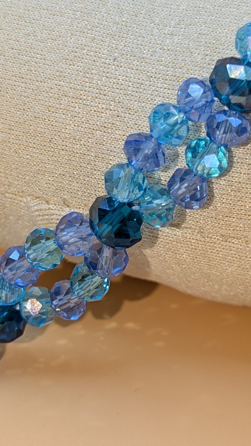 Azure Tide: Handcrafted Double-Strand Crystal Bracelet