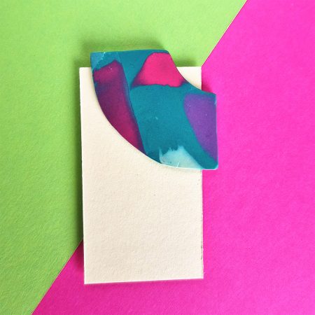 Corner Bookmark, Stripy Green-Pink, One More Page, polymer clay bookmark