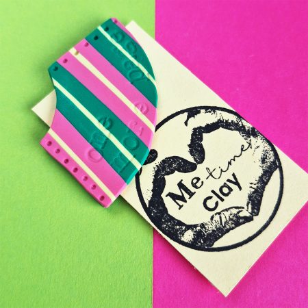 Corner Bookmark, Stripy Green-Pink, One More Page, polymer clay bookmark