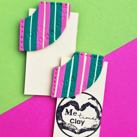 Corner Bookmark, Stripy Green-Pink, One More Page, polymer clay bookmark