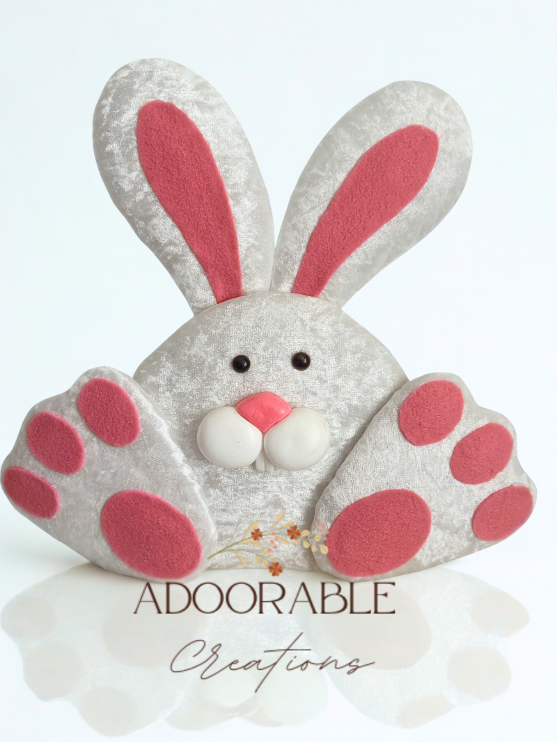 White Bunny Easter Wreath Attachment/Wall Decoration - 34cm tall 38cm wide