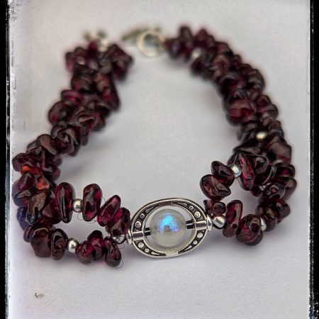 The Celestial Orbit Bracelet: Garnet & Moonstone