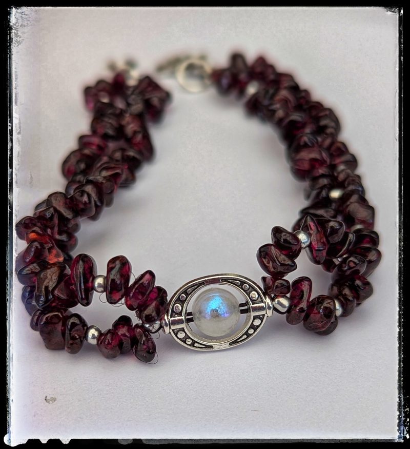 The Celestial Orbit Bracelet: Garnet & Moonstone