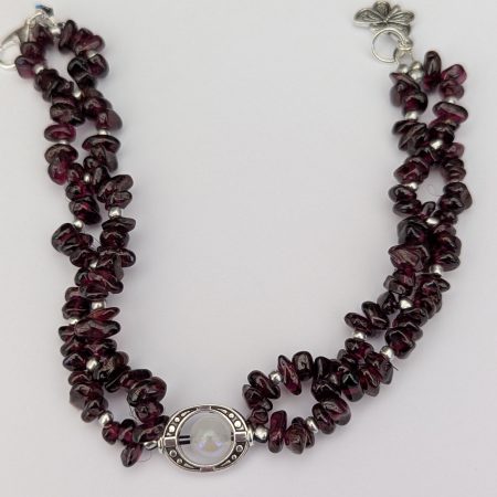 The Celestial Orbit Bracelet: Garnet & Moonstone