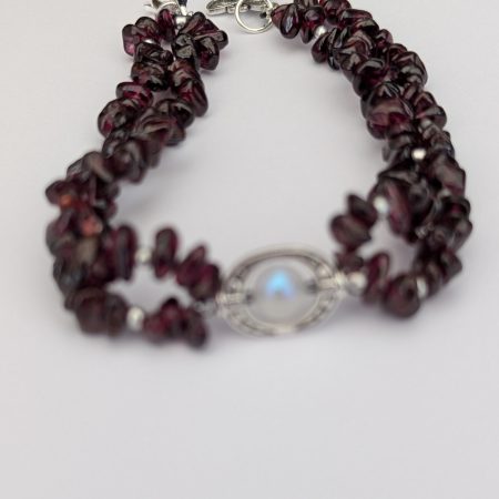 The Celestial Orbit Bracelet: Garnet & Moonstone