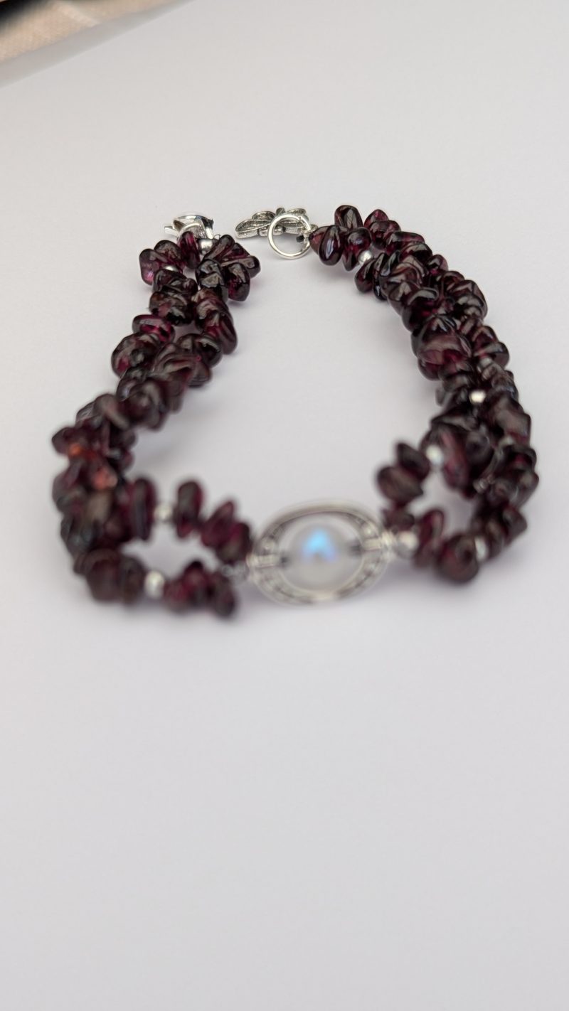 The Celestial Orbit Bracelet: Garnet & Moonstone