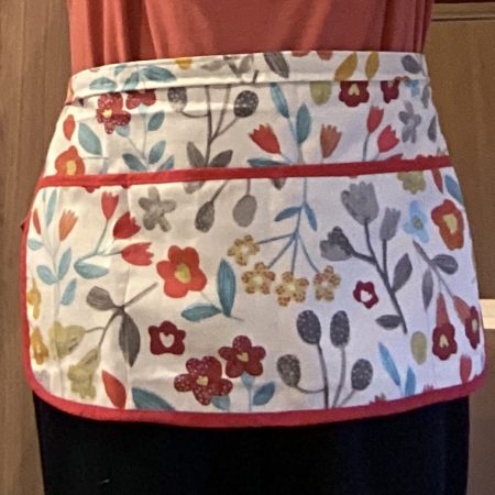 Quality Floral Fabric Handmade Waist Half Apron Tie Fastening Lined 3 Pockets