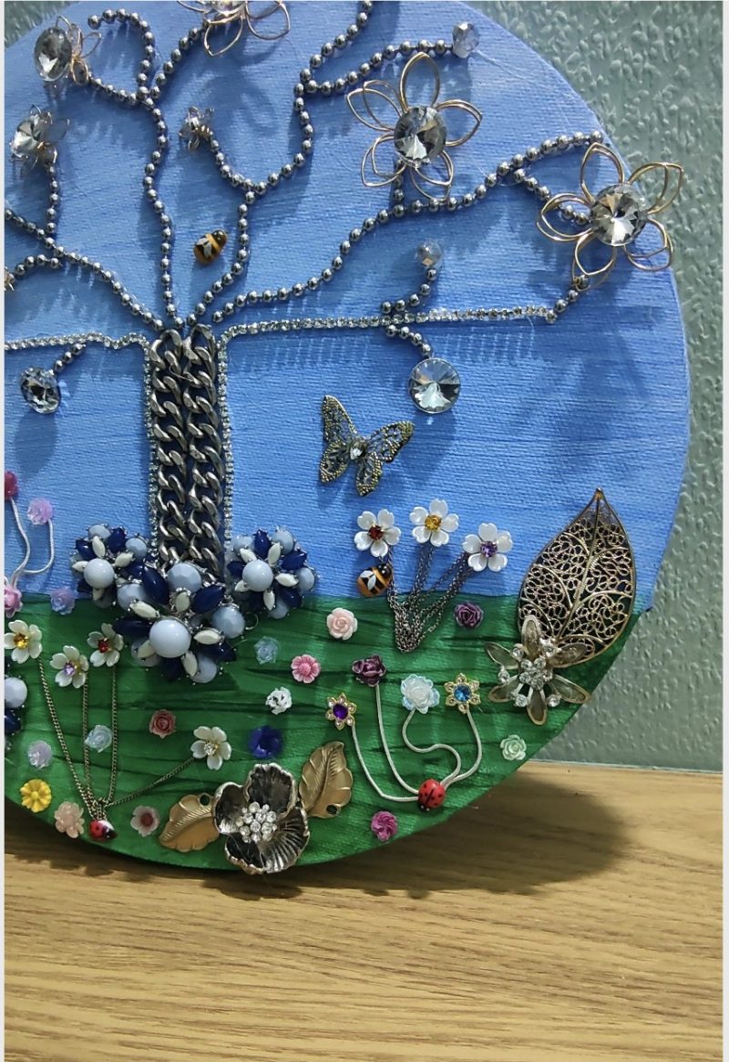 'In the Garden' Vintage and New Jewellery and Gems. 10 inch