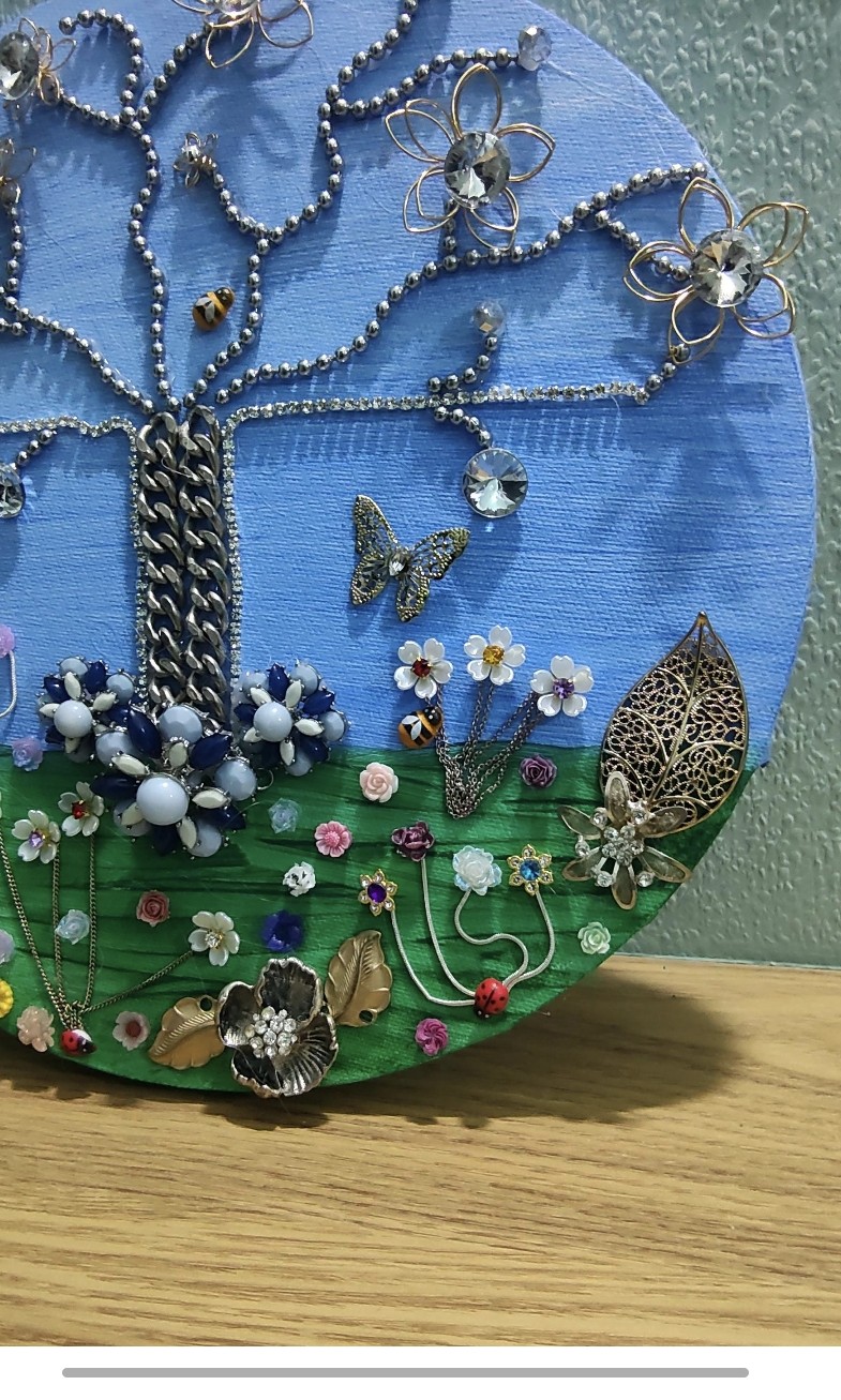 'In the Garden' Vintage and New Jewellery and Gems. 10 inch