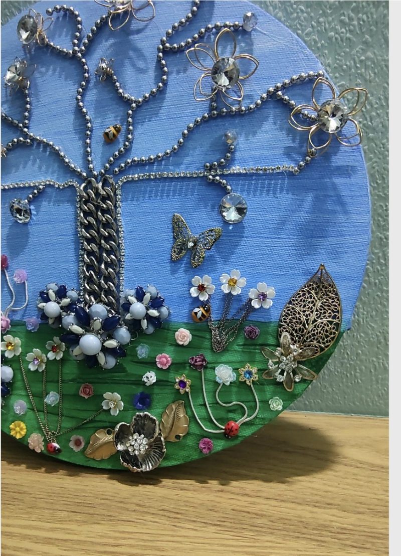 'In the Garden' Vintage and New Jewellery and Gems. 10 inch