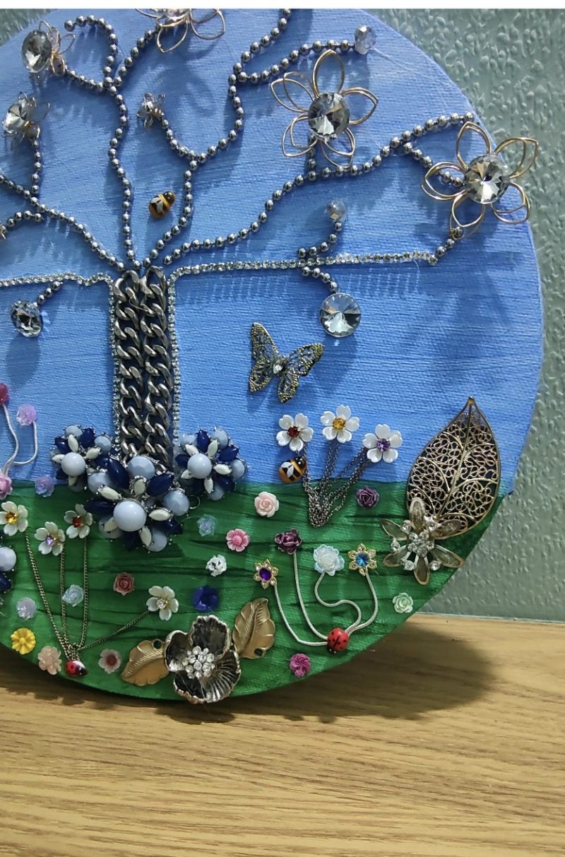 'In the Garden' Vintage and New Jewellery and Gems. 10 inch