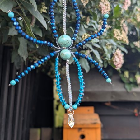 The Sapphire Weaver – Hand-crafted Celestial Spider Amulet