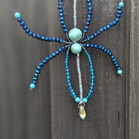 The Sapphire Weaver – Hand-crafted Celestial Spider Amulet