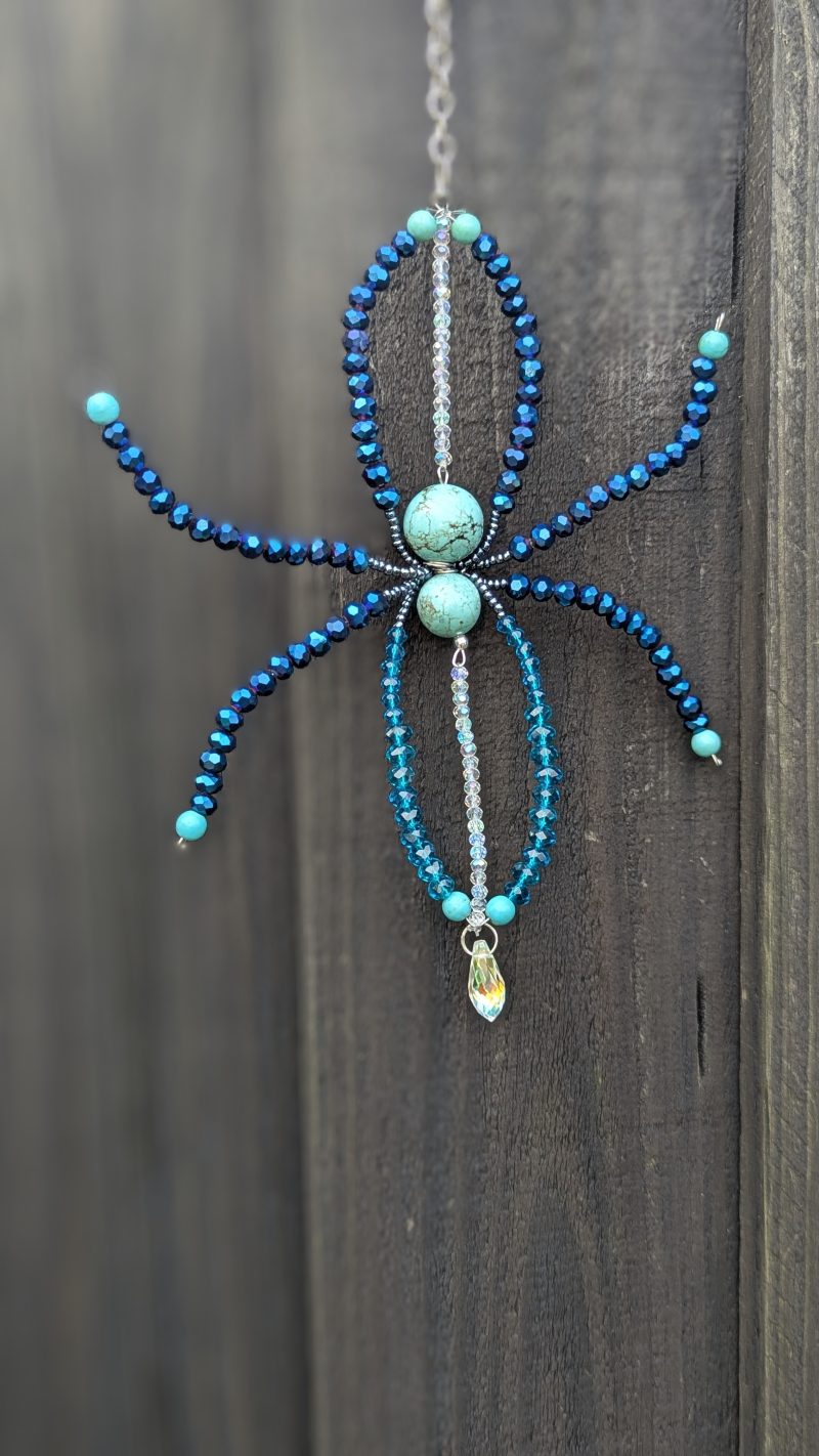 The Sapphire Weaver – Hand-crafted Celestial Spider Amulet