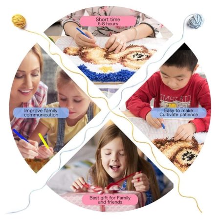 Rug Making Latch Hooking Kit | Bears at Lake (102x69cm Printed Canvas) “NEW”