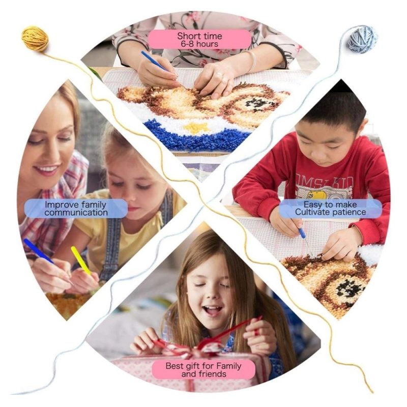 Rug Making Latch Hooking Kit | Bears at Lake (102x69cm Printed Canvas) “NEW”