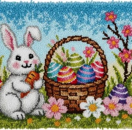 Rug Making Latch Hooking Kit | Easter Bunny (75x55cm Printed Canvas) "NEW"
