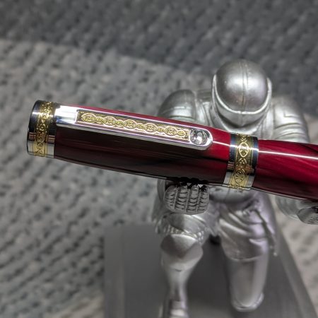 Hand turned Empress style rollerball pen in shimmering red acrylic