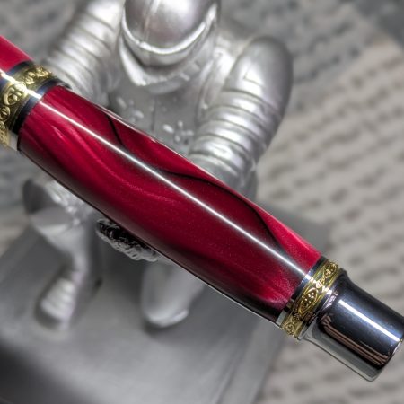 Hand turned Empress style rollerball pen in shimmering red acrylic