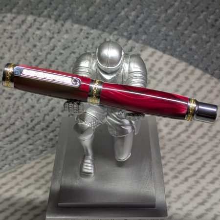 Hand turned Empress style rollerball pen in shimmering red acrylic