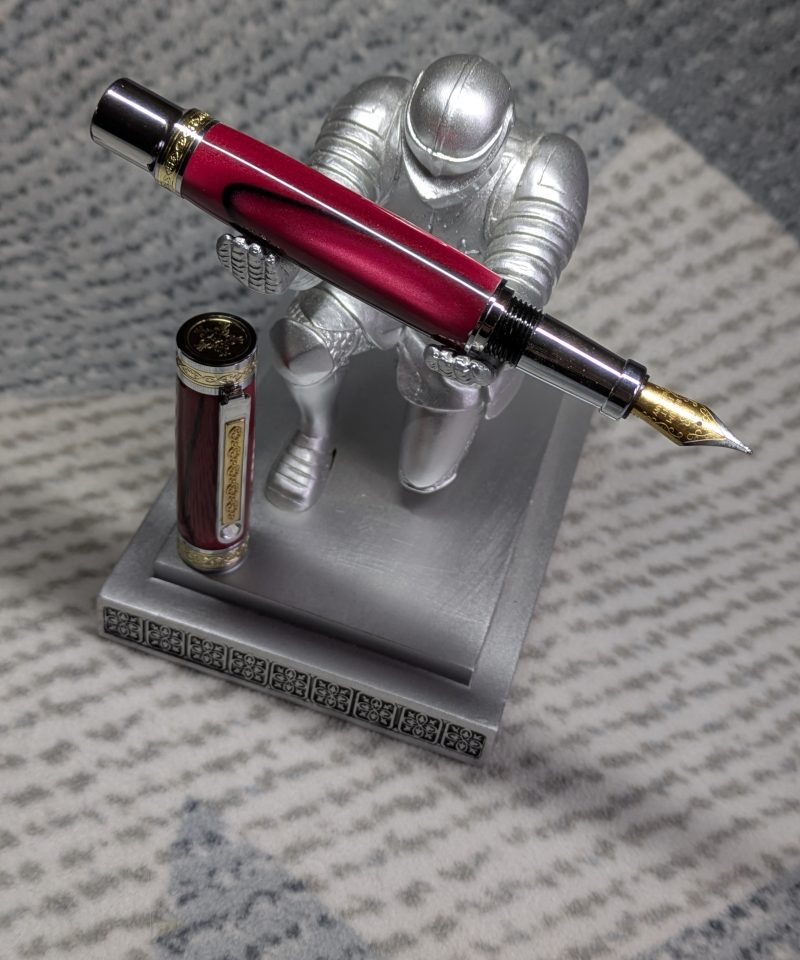 Hand turned Empress style fountain pen in shimmering red acrylic