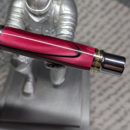 Hand turned Empress style fountain pen in shimmering red acrylic
