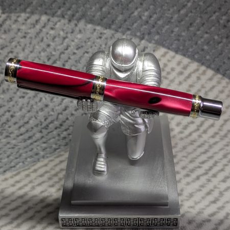 Hand turned Empress style fountain pen in shimmering red acrylic