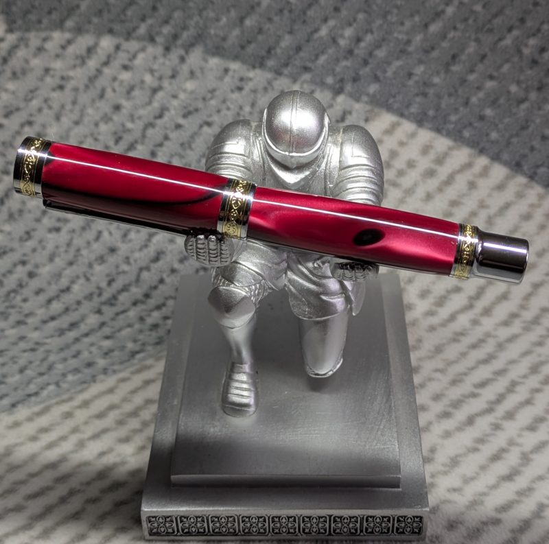 Hand turned Empress style fountain pen in shimmering red acrylic