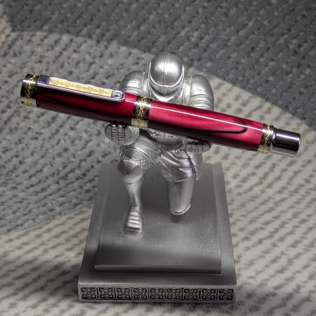 Hand turned Empress style fountain pen in shimmering red acrylic