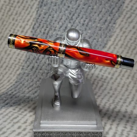 Hand turned Empress style rollerball pen in shimmering orange acrylic