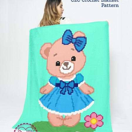 Teddy Girl C2C Crochet Blanket Pattern - Baby Girl Graphghan PDF, Corner to Corner Chart & Written Instructions