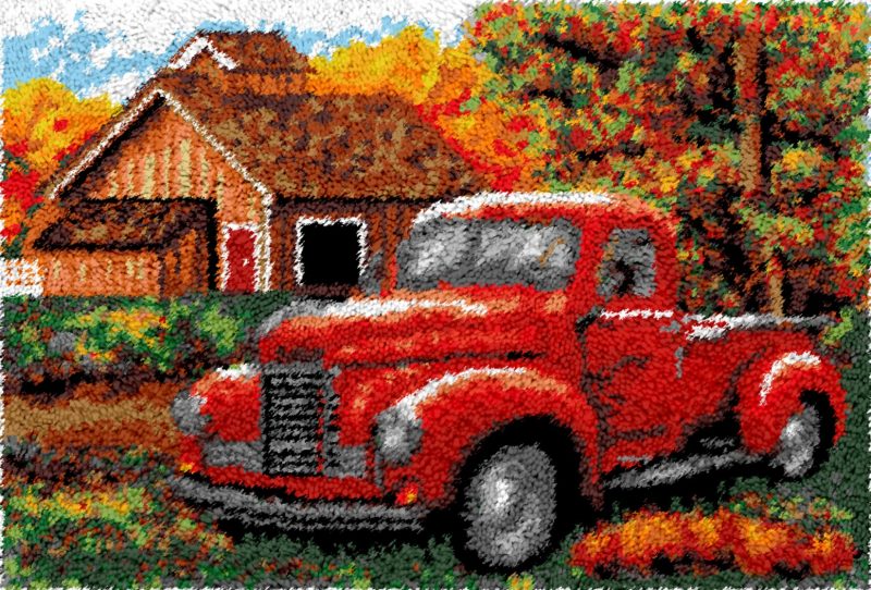 Rug Making Latch Hooking Kit | Vintage Truck (Printed Canvas)