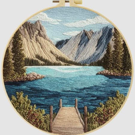 Cross Stitch Kits for Beginners | Lake (20cm with frame)