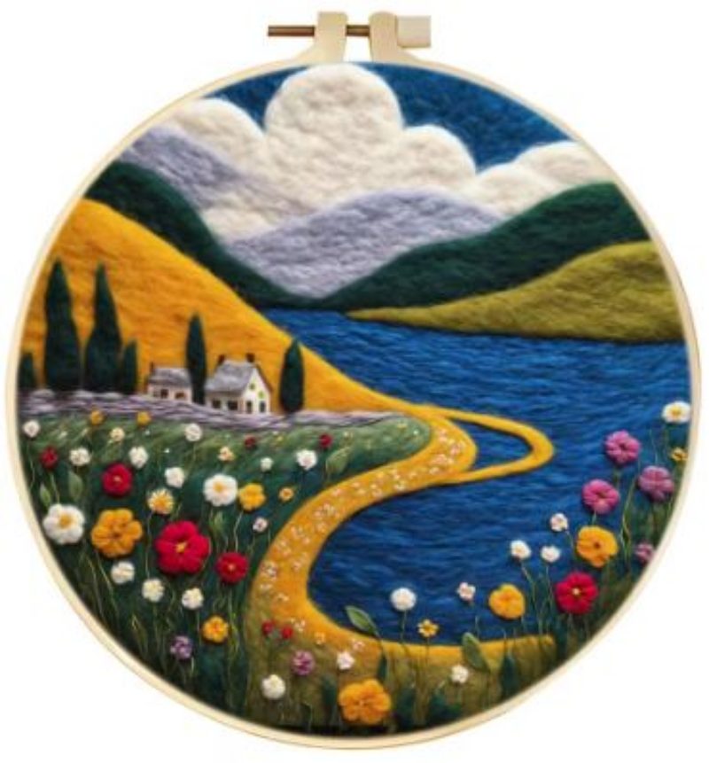 Wool Felting Kit for Beginner | River (20cm with Frame)