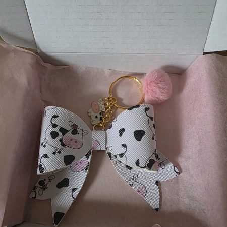 Faux leather bow keyring