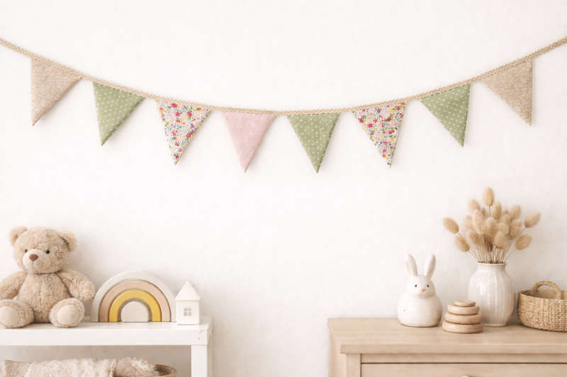 Fabric Bunting, Baby Shower, Nursery Decor, Birthday Garland