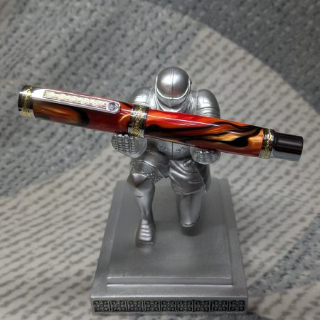 Hand turned Empress style fountain pen in shimmering orange acrylic