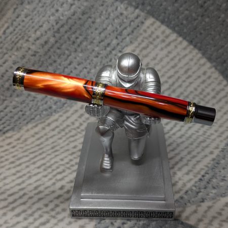 Hand turned Empress style fountain pen in shimmering orange acrylic