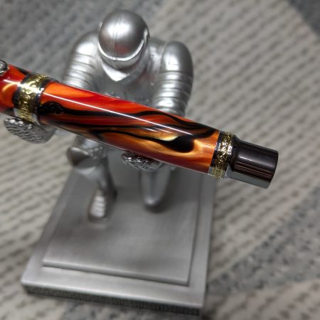 Hand turned Empress style fountain pen in shimmering orange acrylic